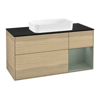 V&B Waschtischunterschrank Finion 120cm, Pl b m, Reg re Oli. m Lac, Oa ven