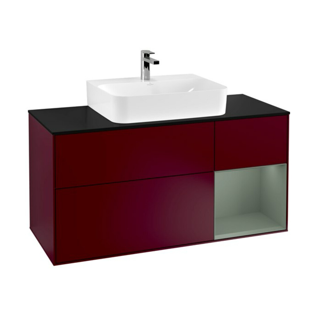 V&B Waschtischunterschrank Finion 120cm, Pl b m, Reg re Oli. m Lac, Peo m