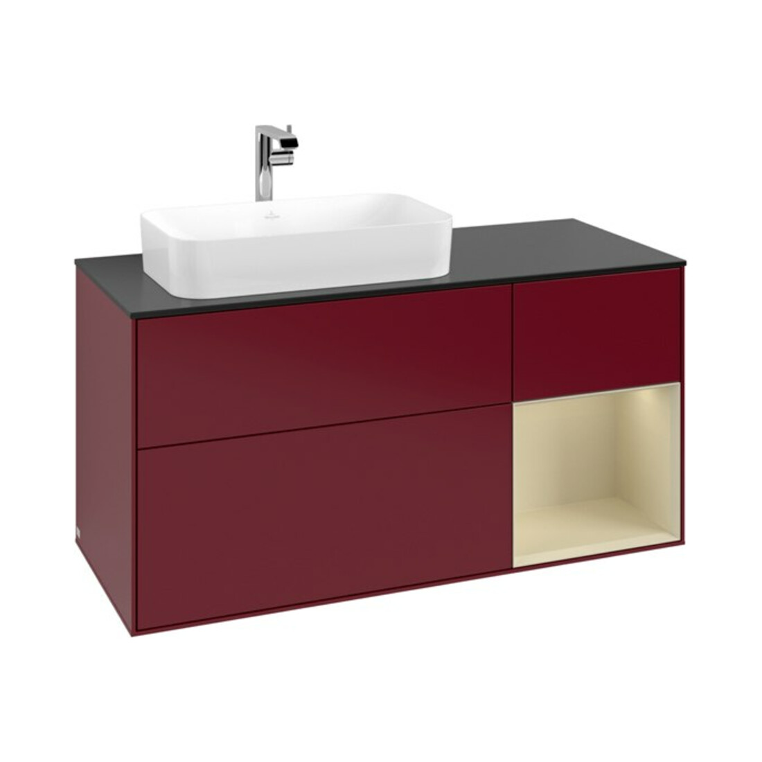 V&B Waschtischunterschrank Finion 120cm, Pl b m, Reg re si Gr m Lac, Peo m