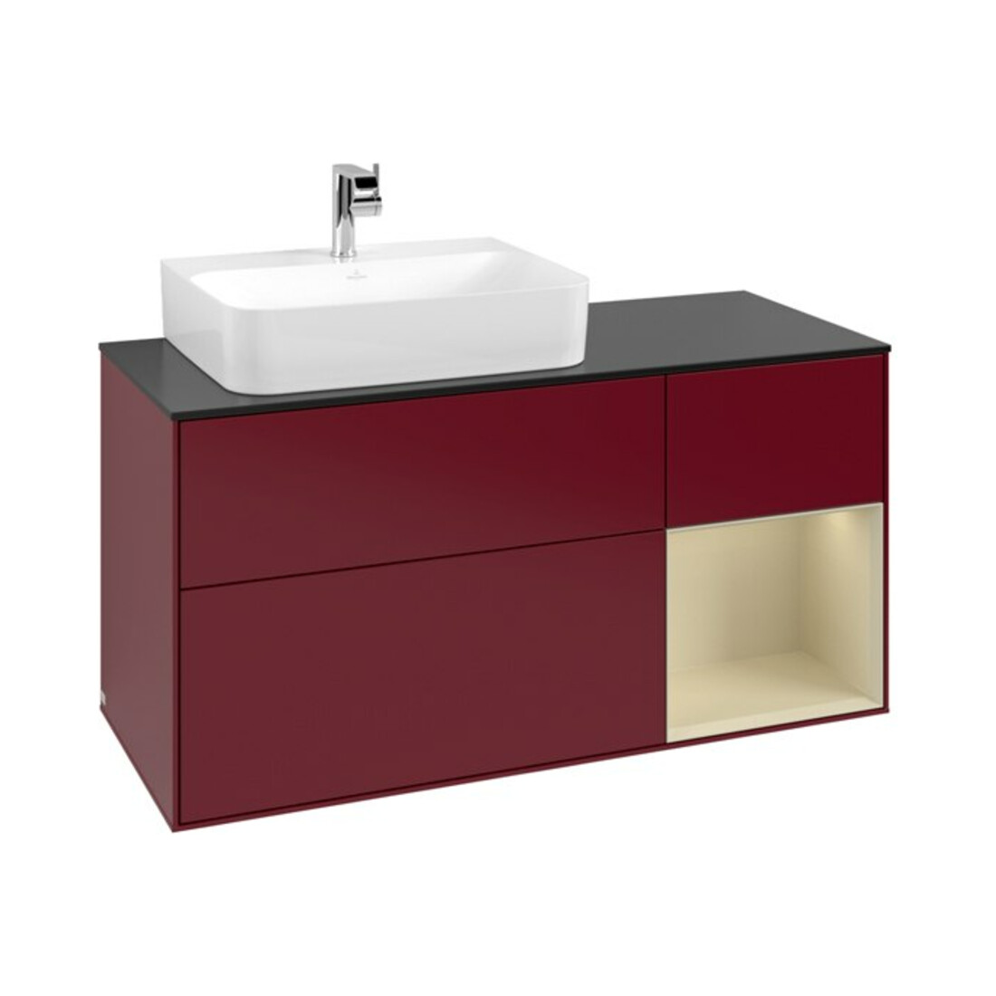 V&B Waschtischunterschrank Finion 120cm, Pl b m, Reg re si Gr m Lac, Peo m