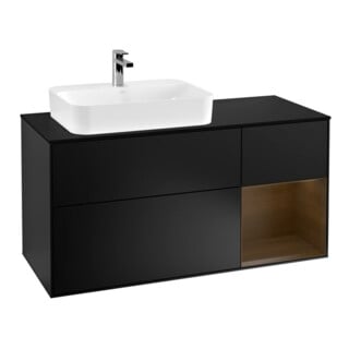 V&B Waschtischunterschrank Finion 120cm, Pl b m, Reg re wal ven, bla m Lac