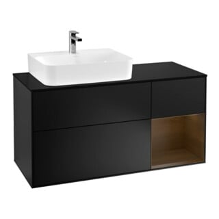 V&B Waschtischunterschrank Finion 120cm, Pl b m, Reg re wal ven, bla m Lac