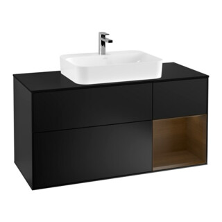 V&B Waschtischunterschrank Finion 120cm, Pl b m, Reg re wal ven, bla m Lac