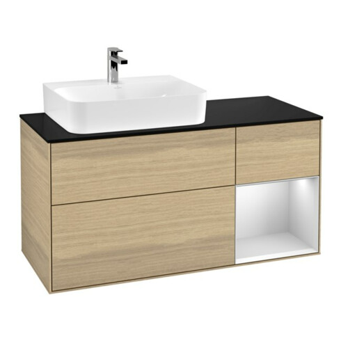 V&B Waschtischunterschrank Finion 120cm, Pl b m, Reg re wh. m Lac, Oa ven