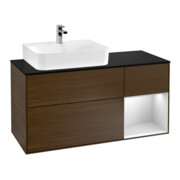 V&B Waschtischunterschrank Finion 120cm, Pl b m, Reg re wh. m Lac, wal ven