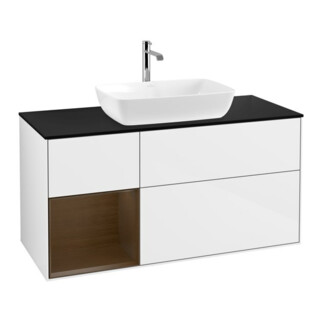 V&B Waschtischunterschrank Finion 120cm, Pl b m, Reg wal ven, glo wh. Lac