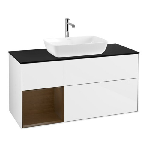 V&B Waschtischunterschrank Finion 120cm, Pl b m, Reg wal ven, glo wh. Lac