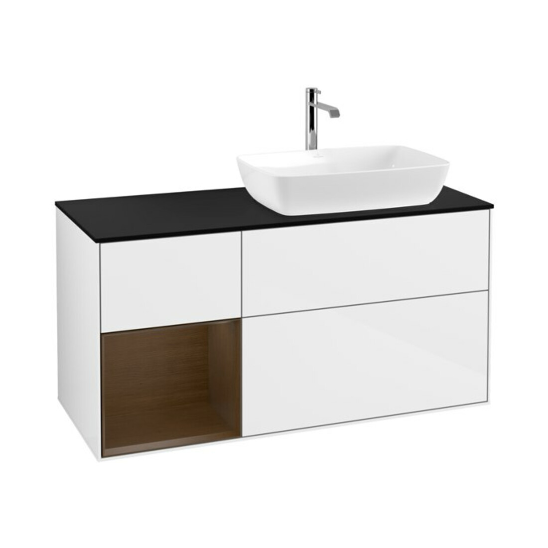 V&B Waschtischunterschrank Finion 120cm, Pl b m, Reg wal ven, glo wh. Lac