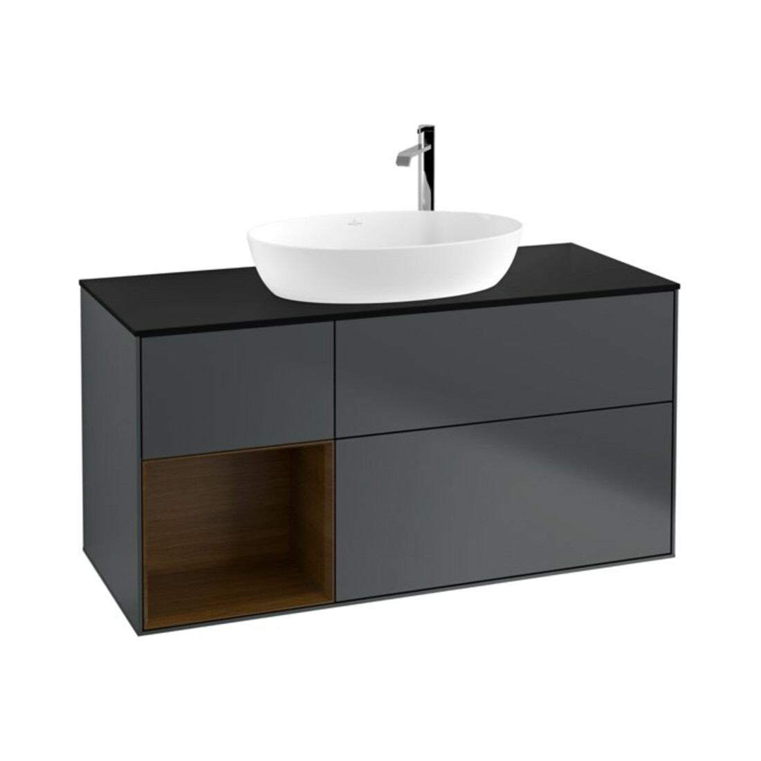 V&B Waschtischunterschrank Finion 120cm, Pl b m, Reg wal ven, md bl. m Lac