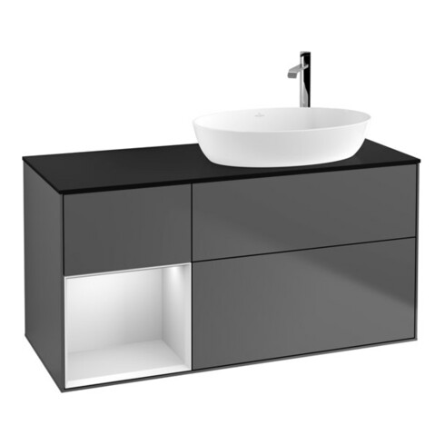 V&B Waschtischunterschrank Finion 120cm, Pl b m, Reg wh. m Lac, Anthrac. m
