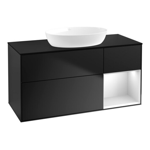 V&B Waschtischunterschrank Finion 120cm, Pl b m, Reg wh. m Lac, bla m Lac