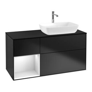 V&B Waschtischunterschrank Finion 120cm, Pl b m, Reg wh. m Lac, bla m Lac