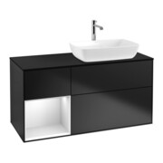 V&B Waschtischunterschrank Finion 120cm, Pl b m, Reg wh. m Lac, bla m Lac