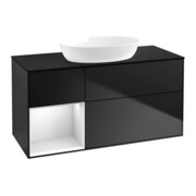 V&B Waschtischunterschrank Finion 120cm, Pl b m, Reg wh. m Lac, bla m Lac