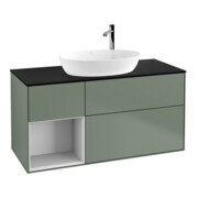 V&B Waschtischunterschrank Finion 120cm, Pl b m, Reg wh. m Lac, Oli. m Lac
