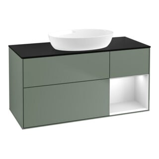 V&B Waschtischunterschrank Finion 120cm, Pl b m, Reg wh. m Lac, Oli. m Lac