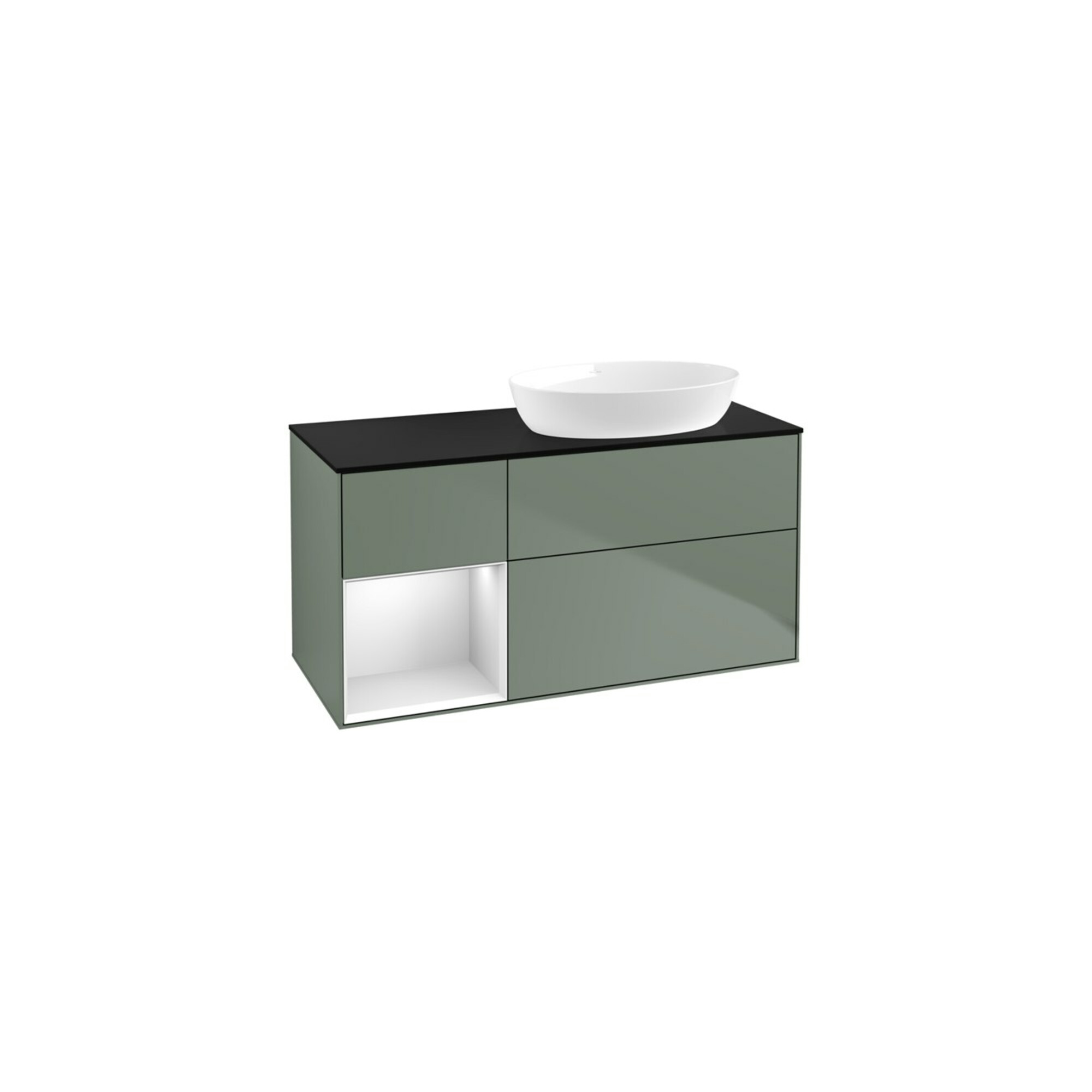 V&B Waschtischunterschrank Finion 120cm, Pl b m, Reg wh. m Lac, Oli. m Lac ; Villeroy & Boch