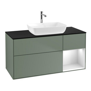 V&B Waschtischunterschrank Finion 120cm, Pl b m, Reg wh. m Lac, Oli. m Lac