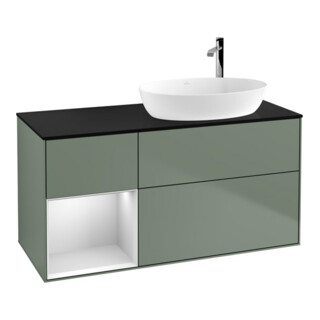 V&B Waschtischunterschrank Finion 120cm, Pl b m, Reg wh. m Lac, Oli. m Lac