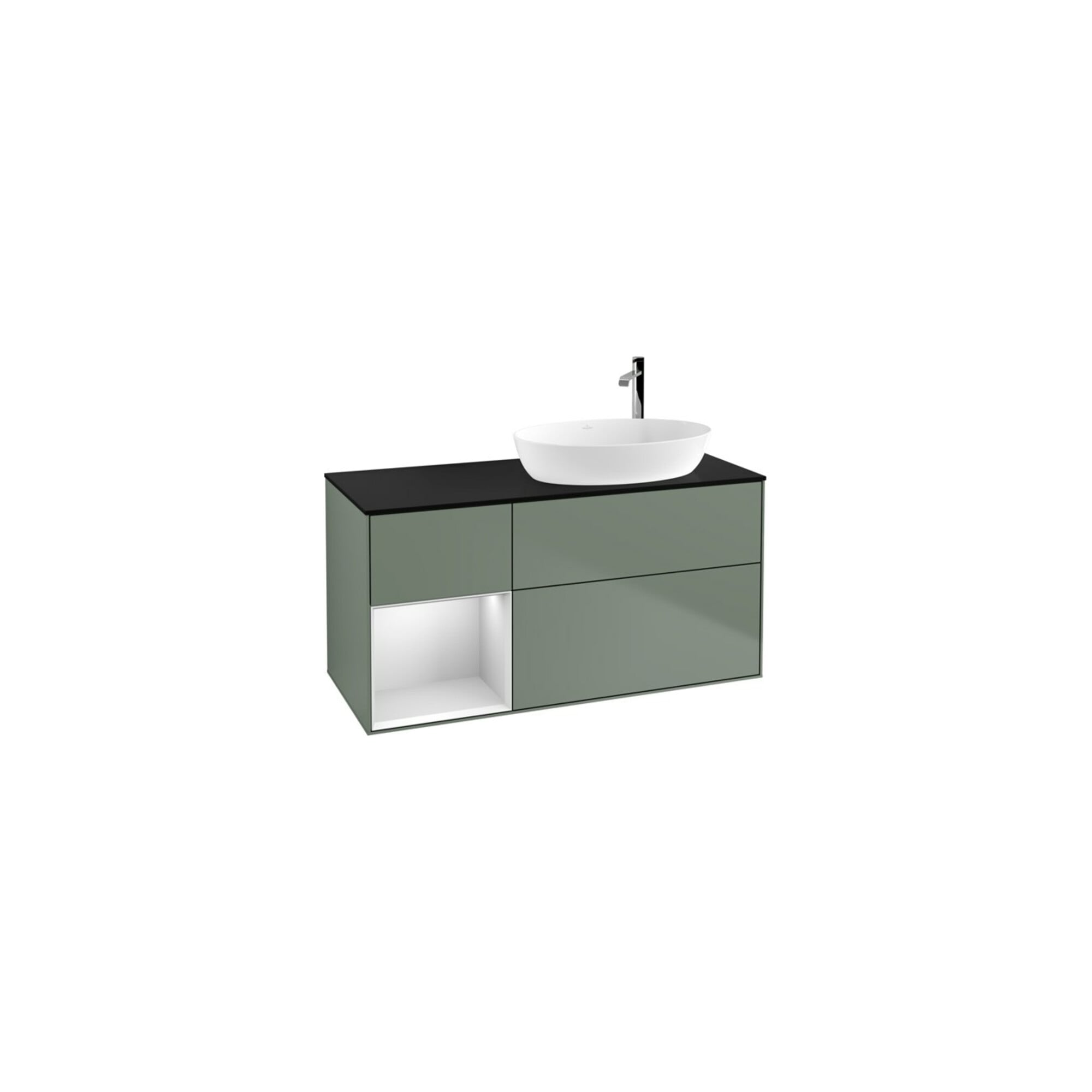 V&B Waschtischunterschrank Finion 120cm, Pl b m, Reg wh. m Lac, Oli. m Lac ; Villeroy & Boch