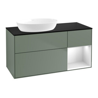 V&B Waschtischunterschrank Finion 120cm, Pl b m, Reg wh. m Lac, Oli. m Lac