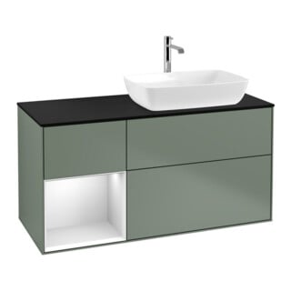V&B Waschtischunterschrank Finion 120cm, Pl b m, Reg wh. m Lac, Oli. m Lac