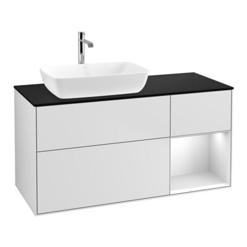 V&B Waschtischunterschrank Finion 120cm, Pl b m, Reg wh. m Lac, wh. m Lac