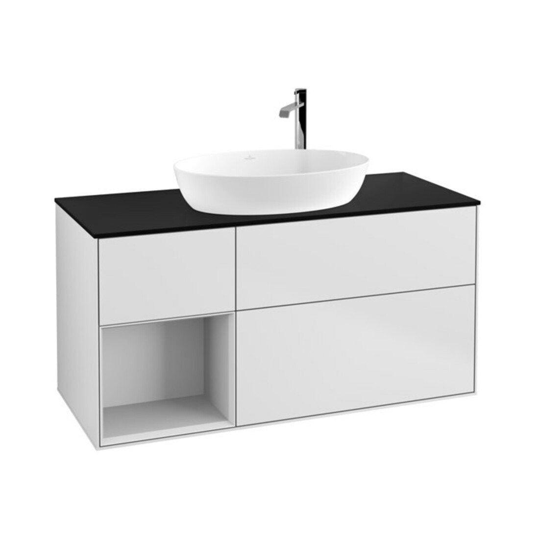 V&B Waschtischunterschrank Finion 120cm, Pl b m, Reg wh. m Lac, wh. m Lac