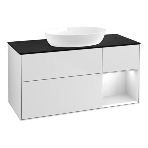 V&B Waschtischunterschrank Finion 120cm, Pl b m, Reg wh. m Lac, wh. m Lac
