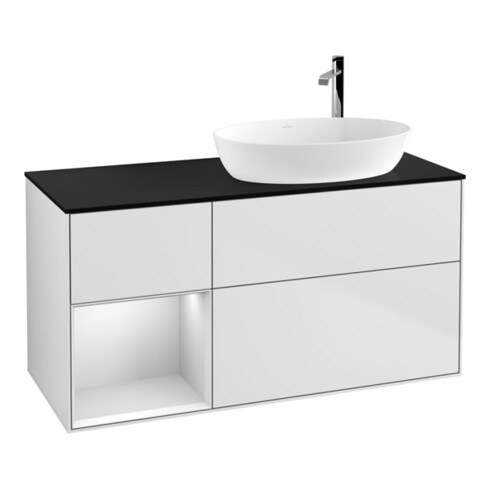 V&B Waschtischunterschrank Finion 120cm, Pl b m, Reg wh. m Lac, wh. m Lac