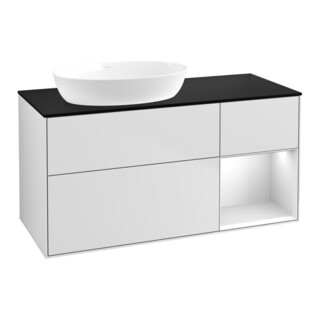 V&B Waschtischunterschrank Finion 120cm, Pl b m, Reg wh. m Lac, wh. m Lac