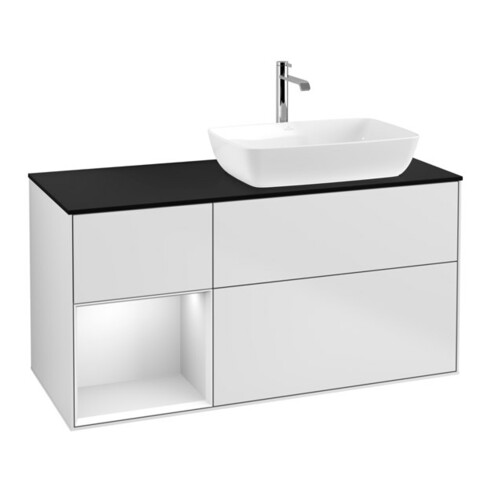 V&B Waschtischunterschrank Finion 120cm, Pl b m, Reg wh. m Lac, wh. m Lac