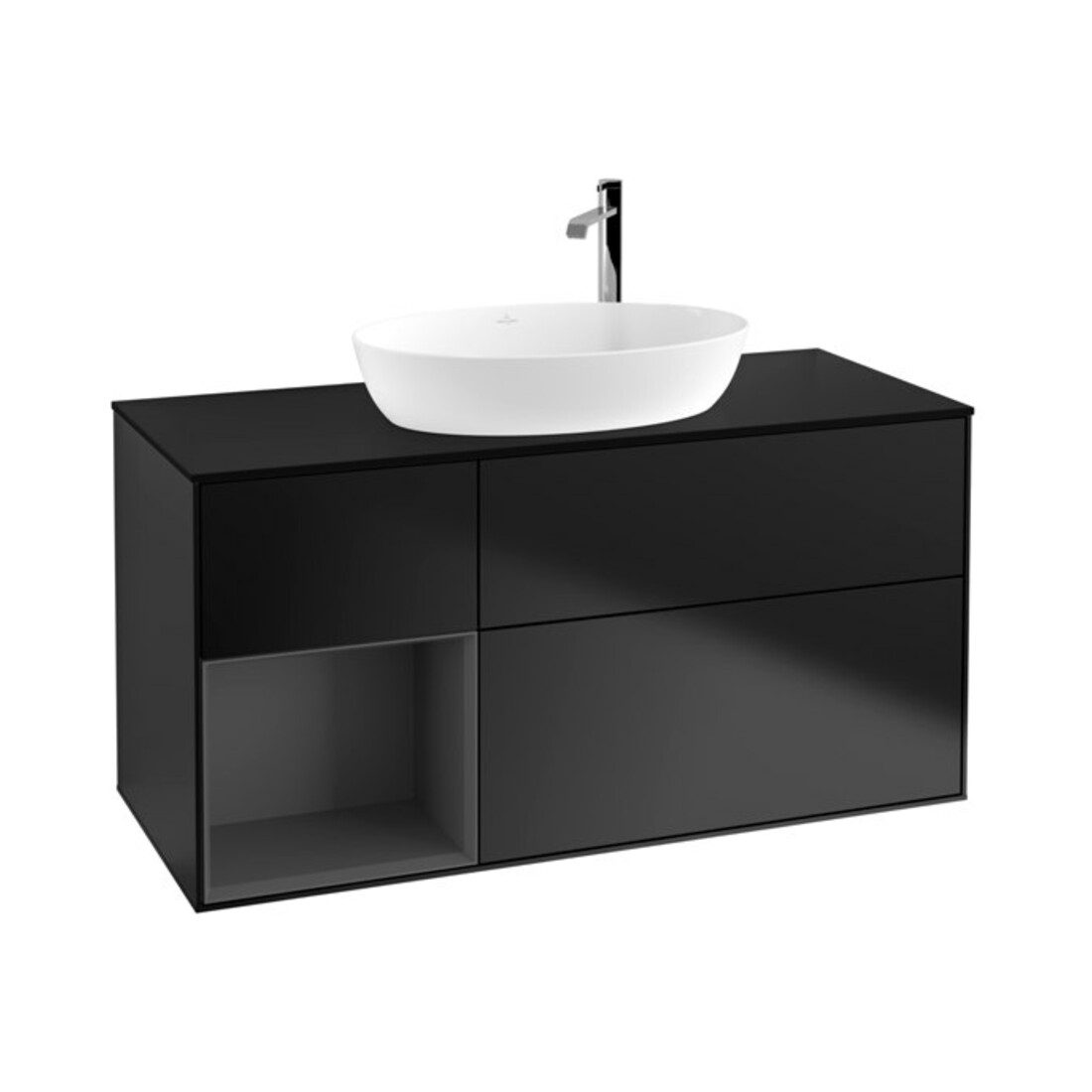 V&B Waschtischunterschrank Finion 120cm, Pl b m, Rg A m Lac, bla m Lac