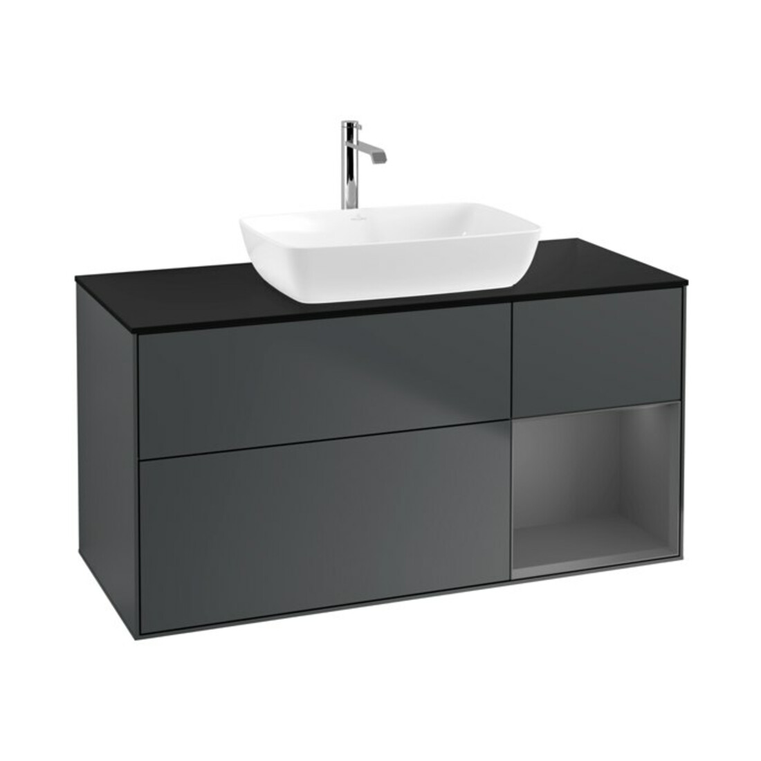 V&B Waschtischunterschrank Finion 120cm, Pl b m, Rg A m Lac, md bl. m Lac
