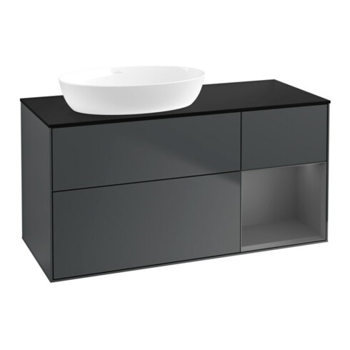 V&B Waschtischunterschrank Finion 120cm, Pl b m, Rg A m Lac, md bl. m Lac