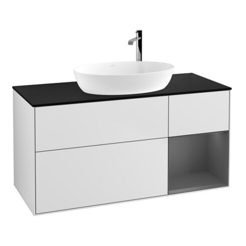 V&B Waschtischunterschrank Finion 120cm, Pl b m, Rg A m Lac, wh. m Lac