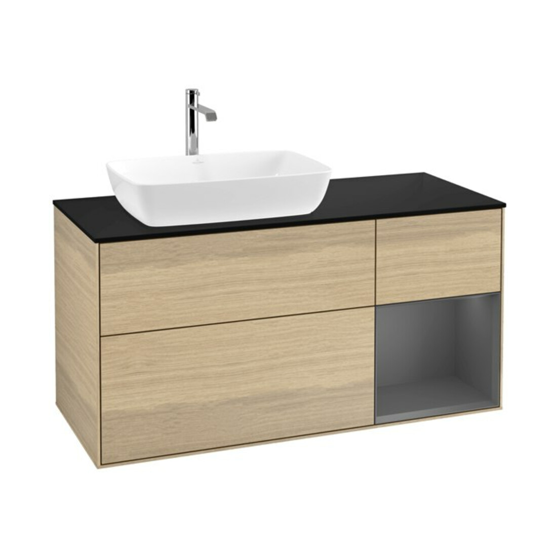 V&B Waschtischunterschrank Finion 120cm, Pl b m, Rg Anthrac. m Lac, Oa ven