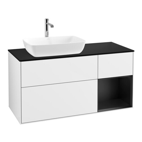 V&B Waschtischunterschrank Finion 120cm, Pl b m, Rg bla m Lac, glo wh. Lac