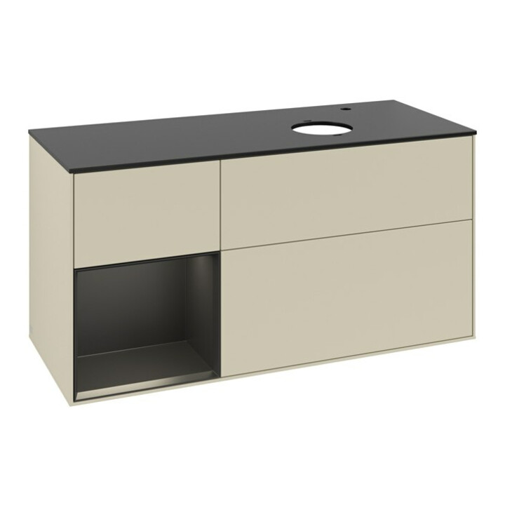 V&B Waschtischunterschrank Finion 120cm, Pl b m, Rg bla m Lac, si Gr m Lac