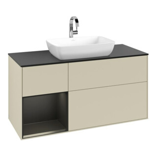 V&B Waschtischunterschrank Finion 120cm, Pl b m, Rg bla m Lac, si Gr m Lac