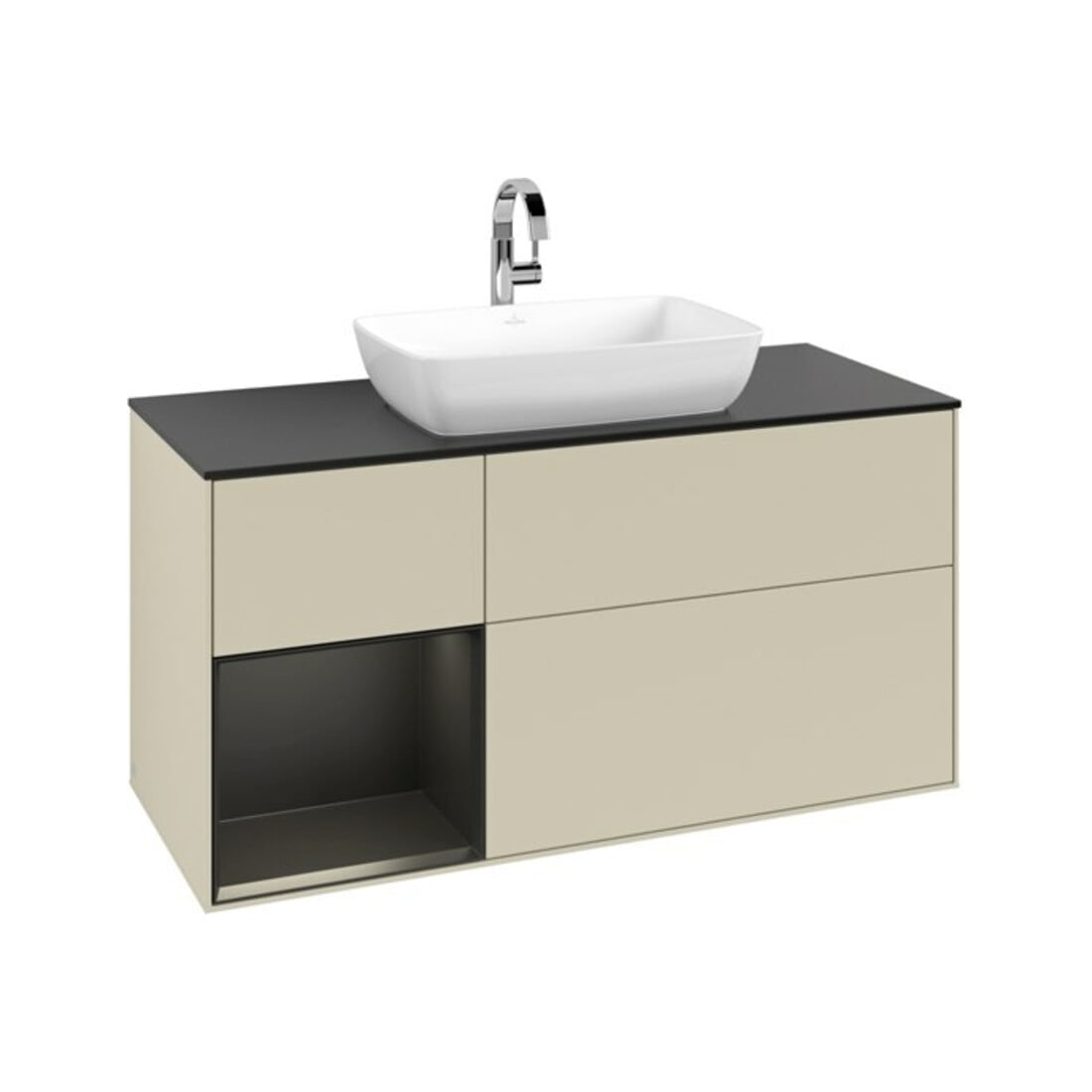 V&B Waschtischunterschrank Finion 120cm, Pl b m, Rg bla m Lac, si Gr m Lac