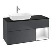 V&B Waschtischunterschrank Finion 120cm, Pl b m, Rg g w Lac, md bl. m Lac