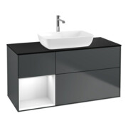 V&B Waschtischunterschrank Finion 120cm, Pl b m, Rg g w Lac, md bl. m Lac
