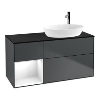V&B Waschtischunterschrank Finion 120cm, Pl b m, Rg g w Lac, md bl. m Lac