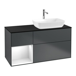V&B Waschtischunterschrank Finion 120cm, Pl b m, Rg g w Lac, md bl. m Lac