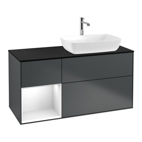 V&B Waschtischunterschrank Finion 120cm, Pl b m, Rg g w Lac, md bl. m Lac