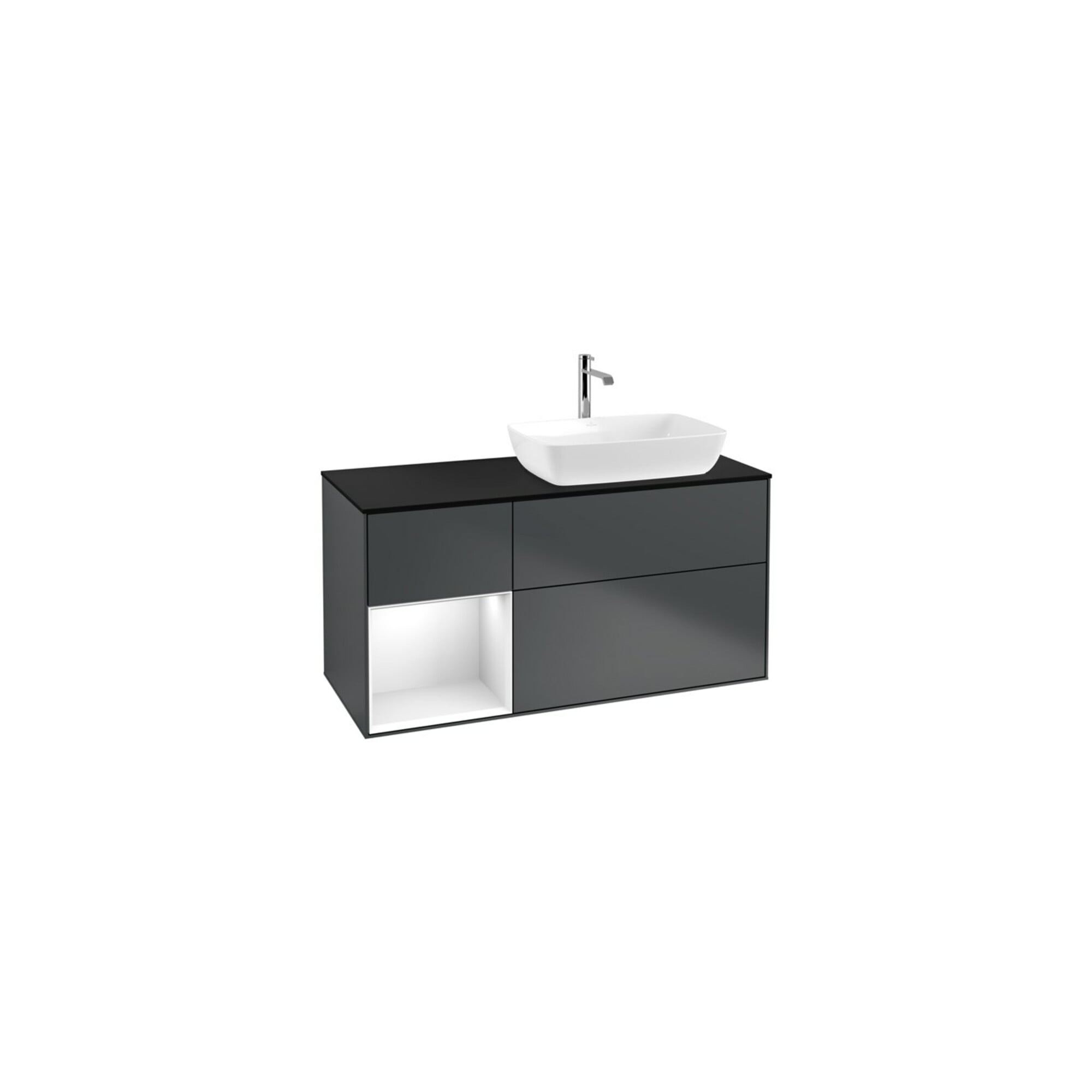 V&B Waschtischunterschrank Finion 120cm, Pl b m, Rg g w Lac, md bl. m Lac ; Villeroy & Boch