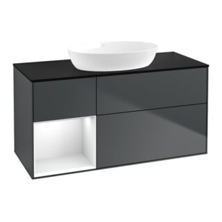 V&B Waschtischunterschrank Finion 120cm, Pl b m, Rg g w Lac, md bl. m Lac