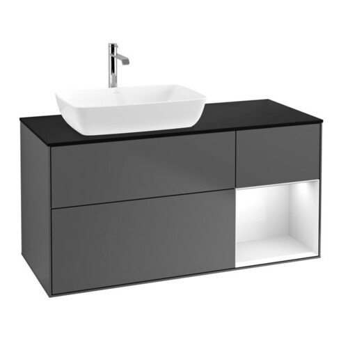 V&B Waschtischunterschrank Finion 120cm, Pl b m, Rg g wh. Lac, Anthrac. m