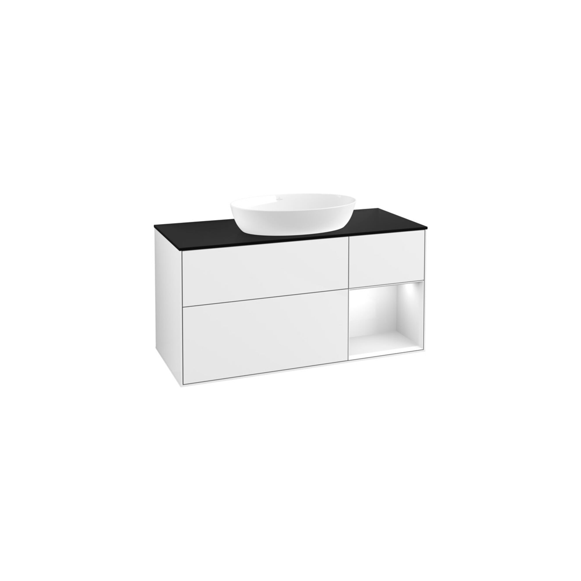 V&B Waschtischunterschrank Finion 120cm, Pl b m, Rg g wh. Lac, glo wh. Lac ; Villeroy & Boch